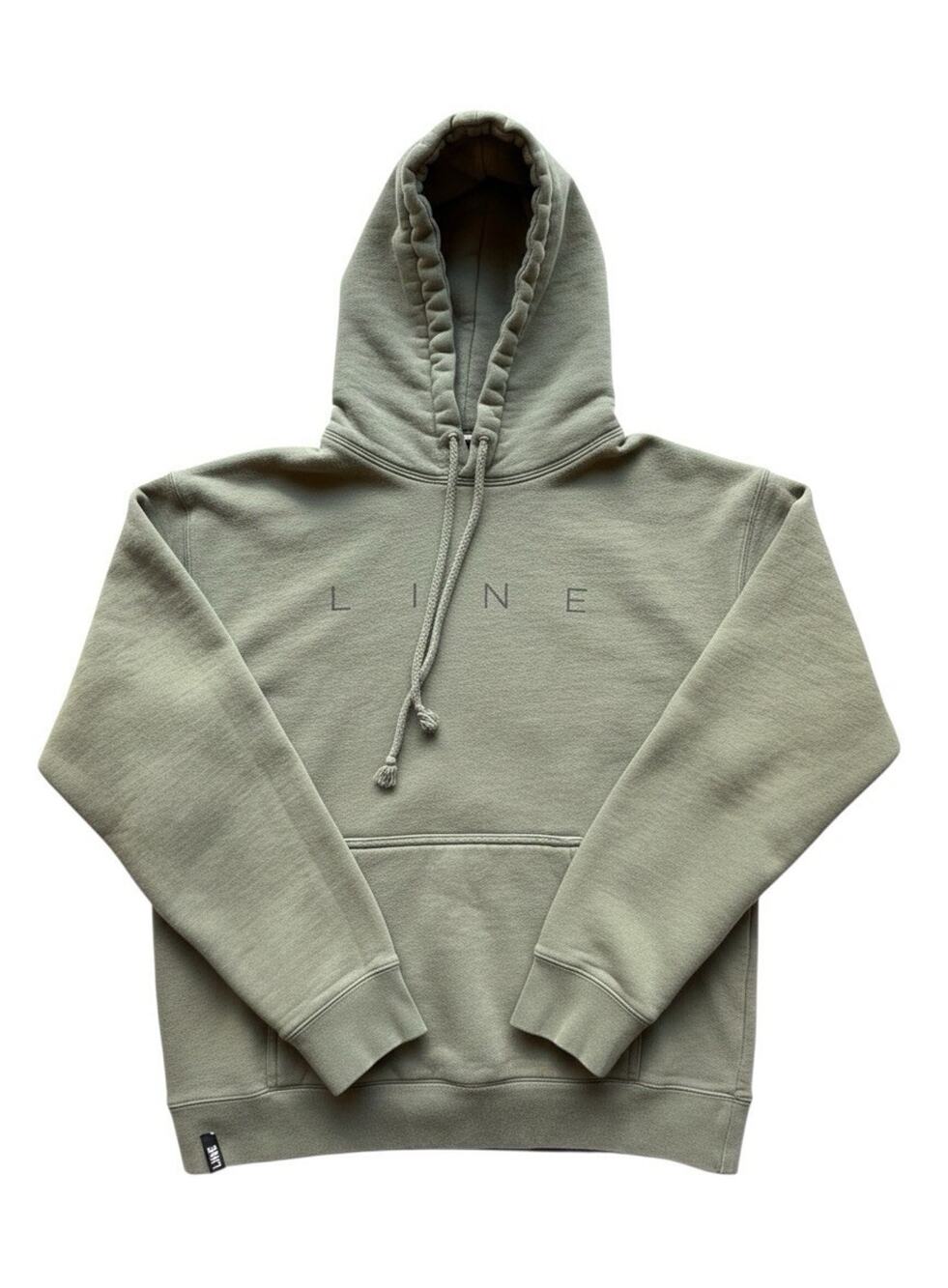 LINE Men's Green Pullover Hoodie Fleece Logo Pockets Size M Regular A03